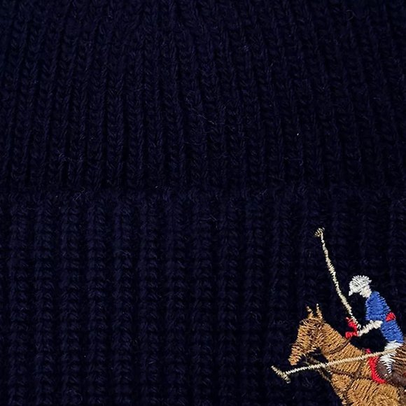 Men's Madison Tweeds Polo Match Logo Wool-Blend Beanie - Classic Navy - Picture 3 of 3